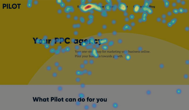 example of a heatmap from pilotdigital.com homepage