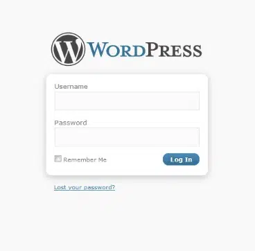 WordPress login screen