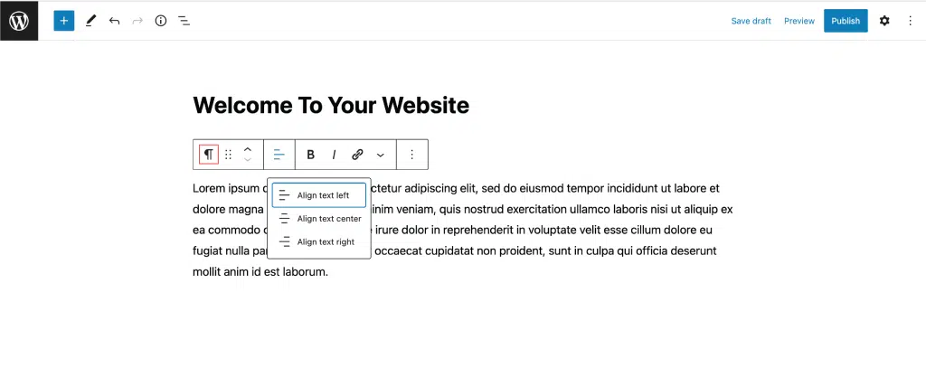 Diagram depicting Paragraph Block Toolbar Options