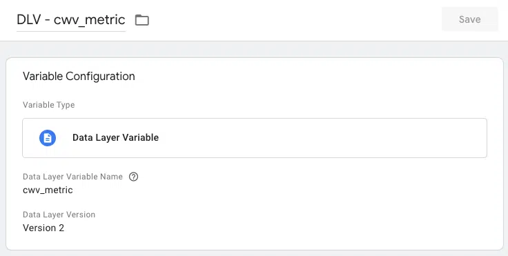 Screenshot of a GTM data layer variable, configured as described above.